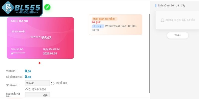 Điều kiện quan trọng khi rút tiền BL555
