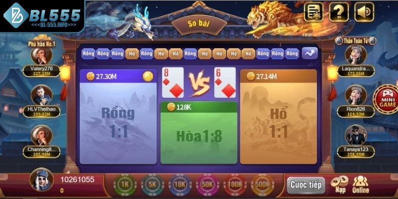 Thao tác quan trọng khi tham gia Rồng Hổ tại BL555